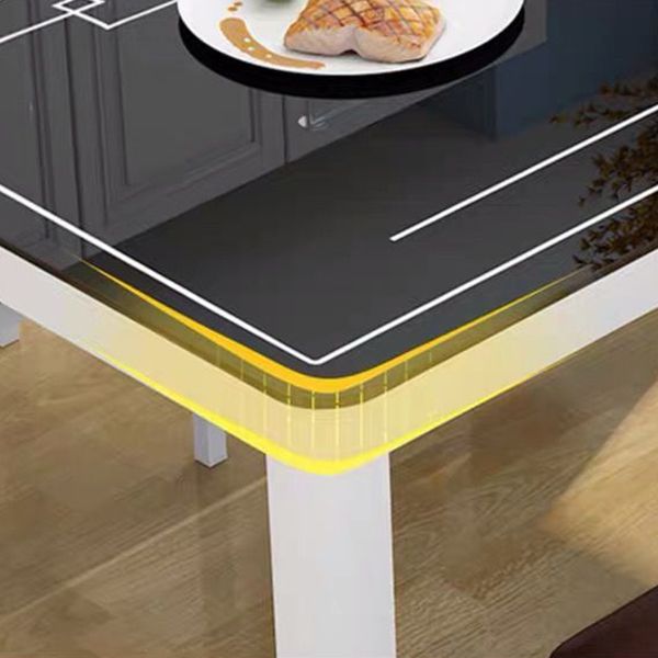 Modern White Glass Dining Table Rectangle Dining Table for Kitchen