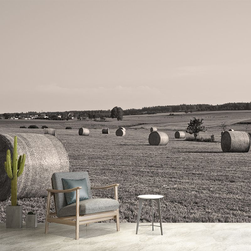 Customized Straw Bales Mural Environment Friendly Wallpaper for Decoration