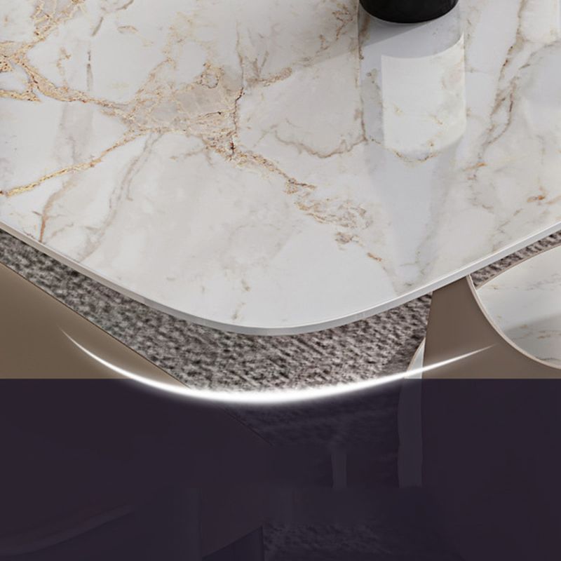 Modern Style Dining Rectangle Table Sintered Stone Table with Metal Legs for Home