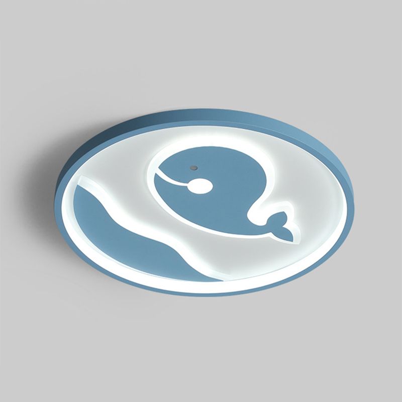 Nordic Metal Flush Mount Light Fixture Cartoon Whale Flush Mount Spotlight for Kids Bedroom
