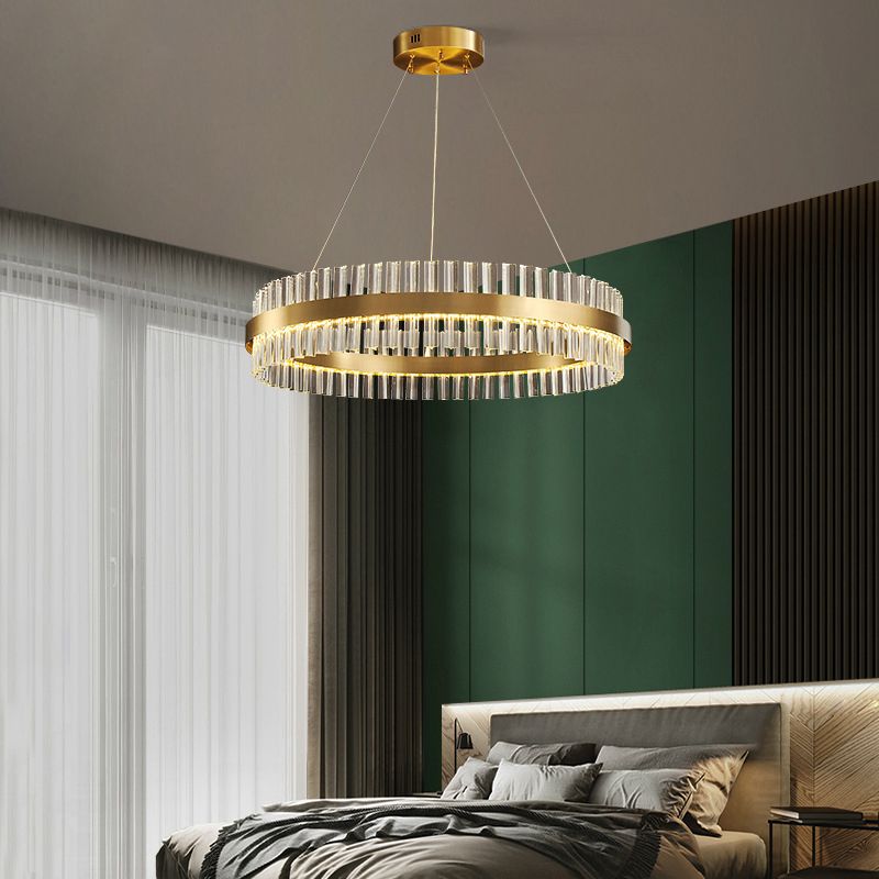 Contemporary Circular LED Chandelier Pendant Light Crystal Ceiling Pendant Light