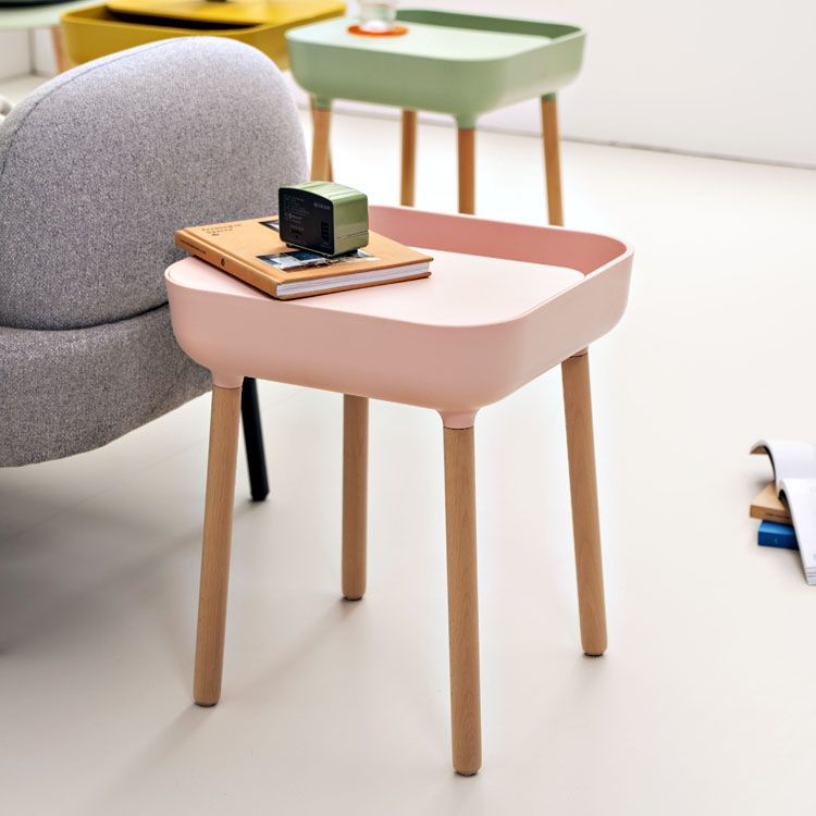 Square Accent Side Table Solid Wood 4 Legs Side End Snack Table with Shelf