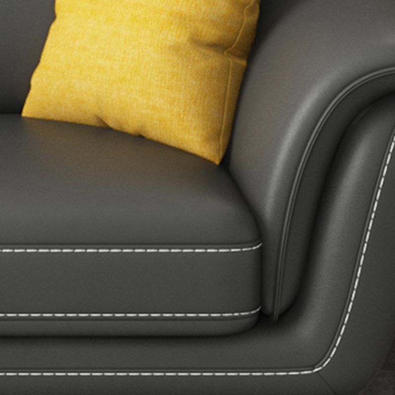 Modern Genuine Leather Sofa High Back Sectional with Pillow Top Arm