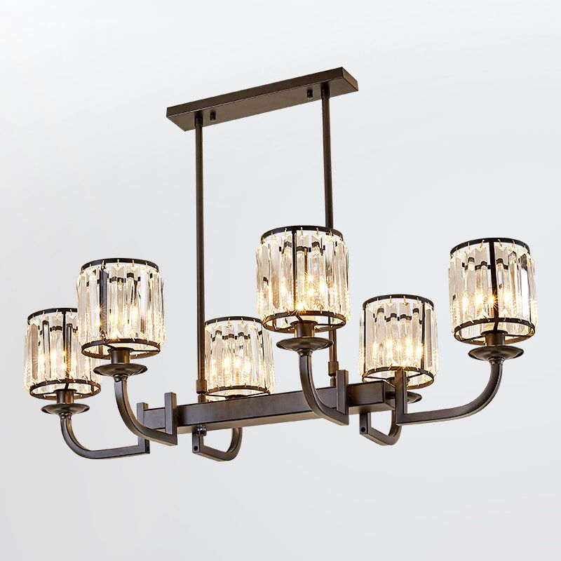 Vidrio de cilindro moderno Iluminación de la isla de cocina de 6 luces luces de techo colgante simples