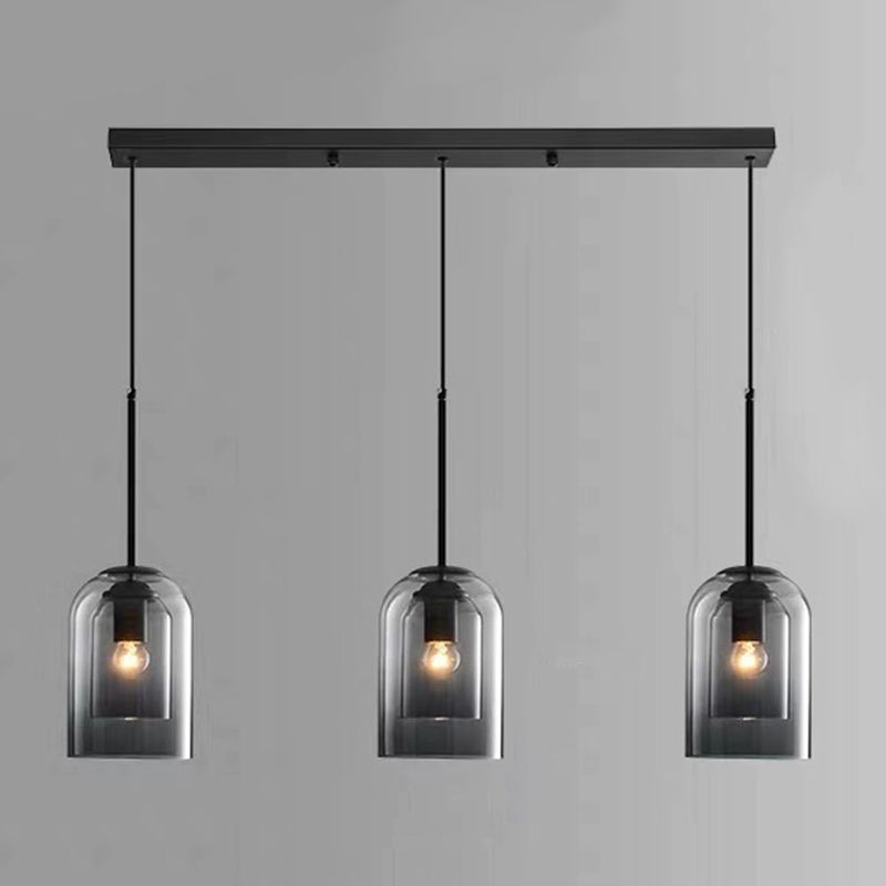 Double Glass Indoor Pendant Light in Modern Creative Style Wrought Iron Hanging Lamp