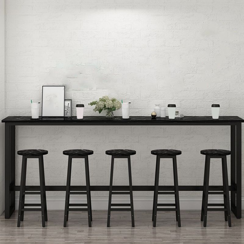 Glam Indoor Bar Stool Table Rectangle Bar Dining Table with Footrest