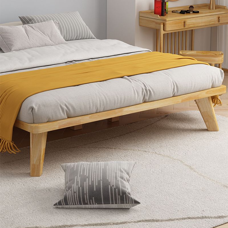Natural Upholstered Wooden Bed Frame Nordic 13.39" H Platform Bed