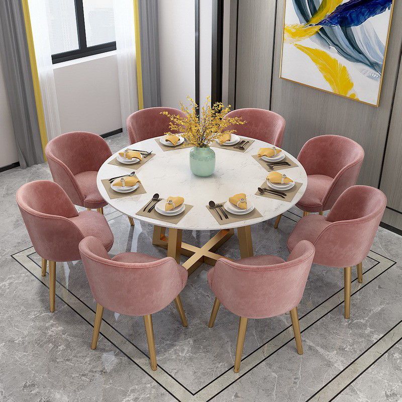 Iron and Slate Table Glam Style Simple Home Round Dining Table