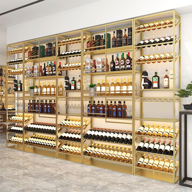 Freestanding Wine Bottle & Glass Rack Contemporary Metal Wine Rack Kit