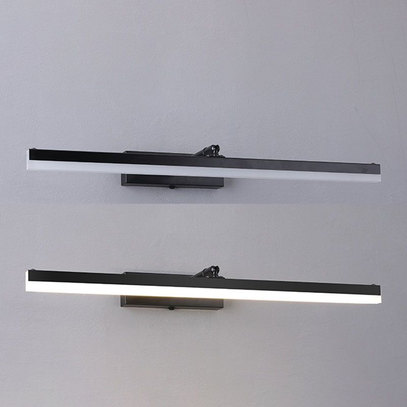 Metal Linear Wall Sconce Modern 1 Light Swing Arm Mirror Wall Mount Light Fixture in Black