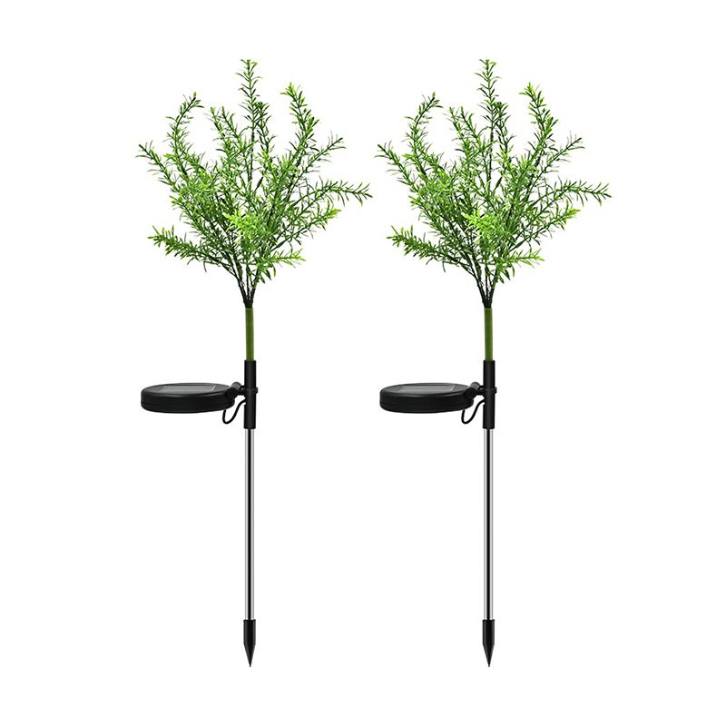 2 Pcs Plastic Tree Solar Ground Light Art Decor Green LED Stake Lighting for Courtyard