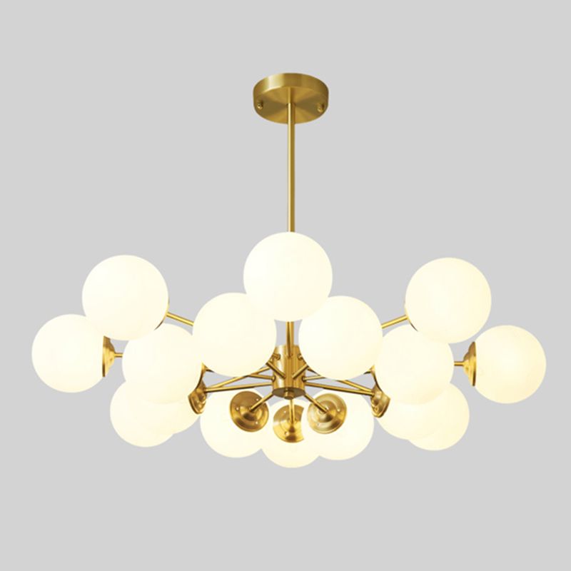 Modern Chandelier Light Fixtures Multi-Head Gold Hanging Pendant Lamps with Glass Shade