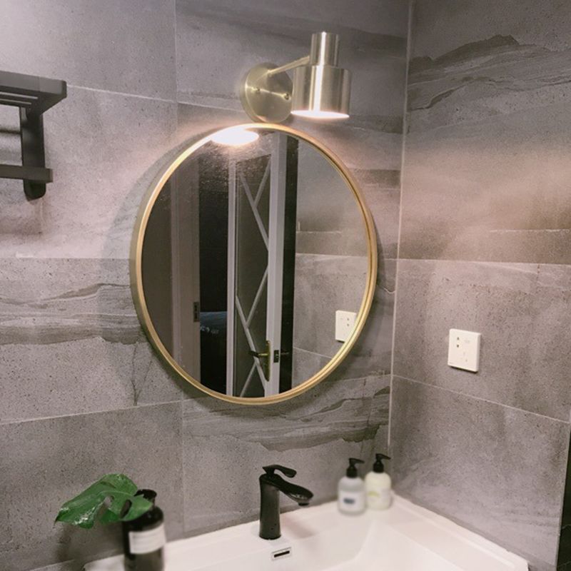 Drum Shape Metal Wall Light Modern Style 1-Light Wall Light Sconce in Gold