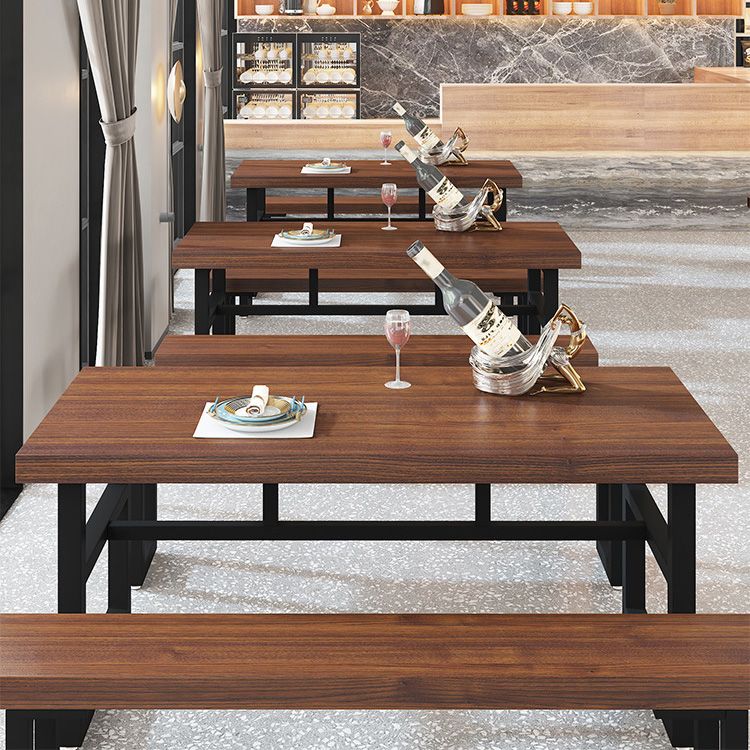 Industrial Rectangle Dining Table Wooden Table with Metal Base for Home Use