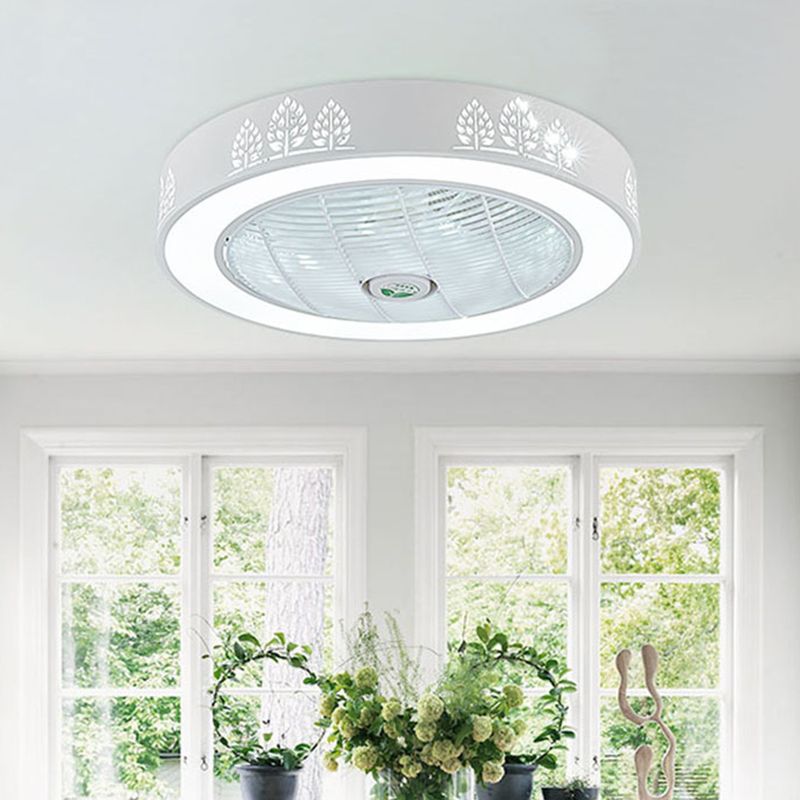 Lampada ventilatore a soffitto acrilico a taglio a taglio semplice semplice da 20,5 "illuminazione a monte bianca a LED larga