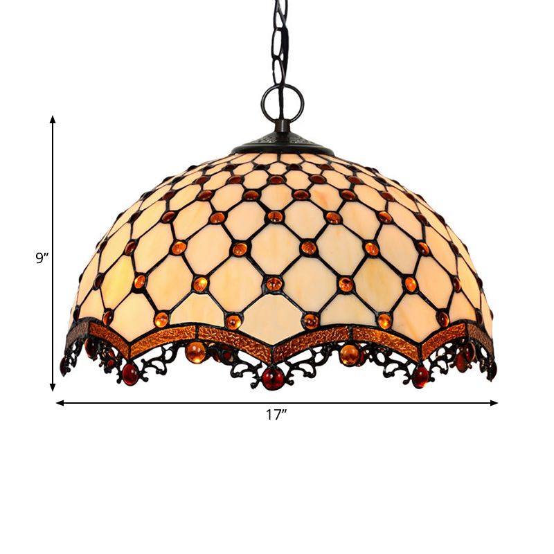 Sfaldato a sospensione Light Affermazione Light Tiffany Stated Glass 1 Lampada di sospensione di gioielli bianchi leggeri per sala da pranzo