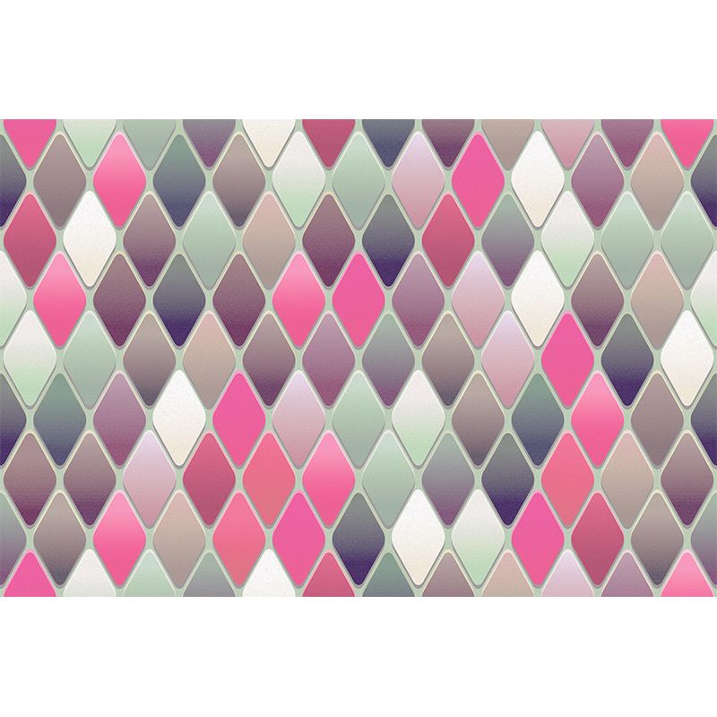 Contemporary Wall Mural Decal Rhombus Pattern Wall Covering for Girl's Bedroom