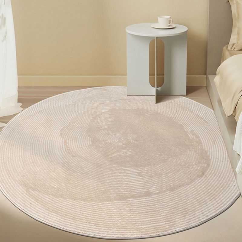 Round Shade Tribal Diamond Rug Beige Polyester Carpet Stain Resistant Rug