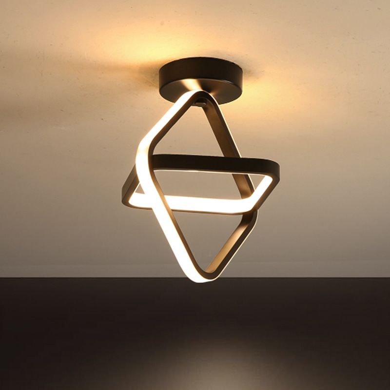 Geometrische semi -flush mount light moderne eenvoud aluminium plafond verlichtingsarmaturen voor slaapkamer