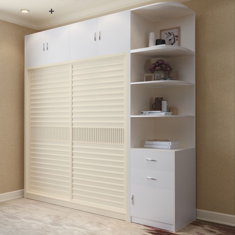 Modern White Wardrobe Armoire Wooden Wardrobe Cabinet with Shelves