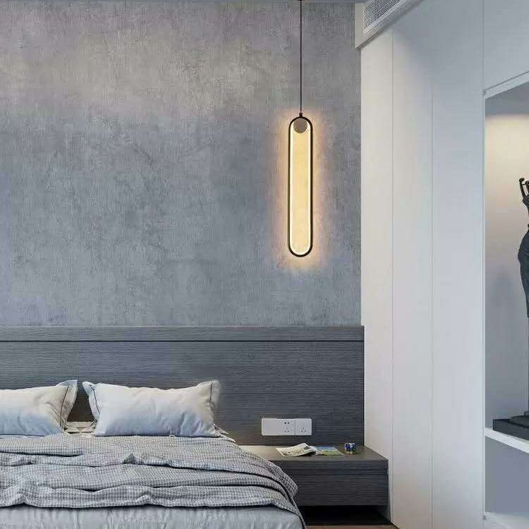 Minimalism Metal LED Hanging Ceiling Light 1-Light Linear Ceiling Pendant Light