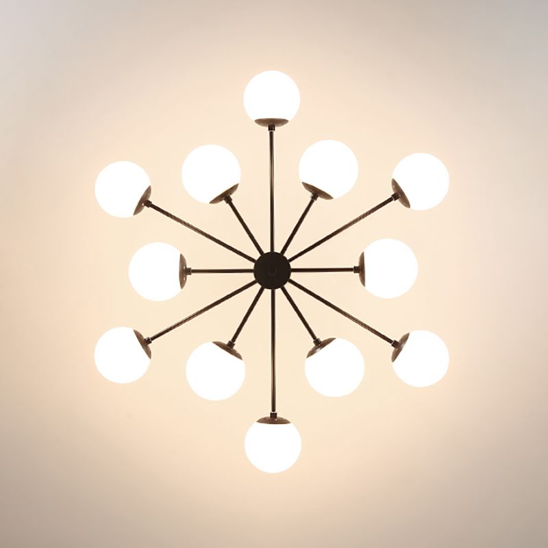 Modern Glass Chandelier Light Fixtures Cafe Restaurant Black Hanging Chandelier