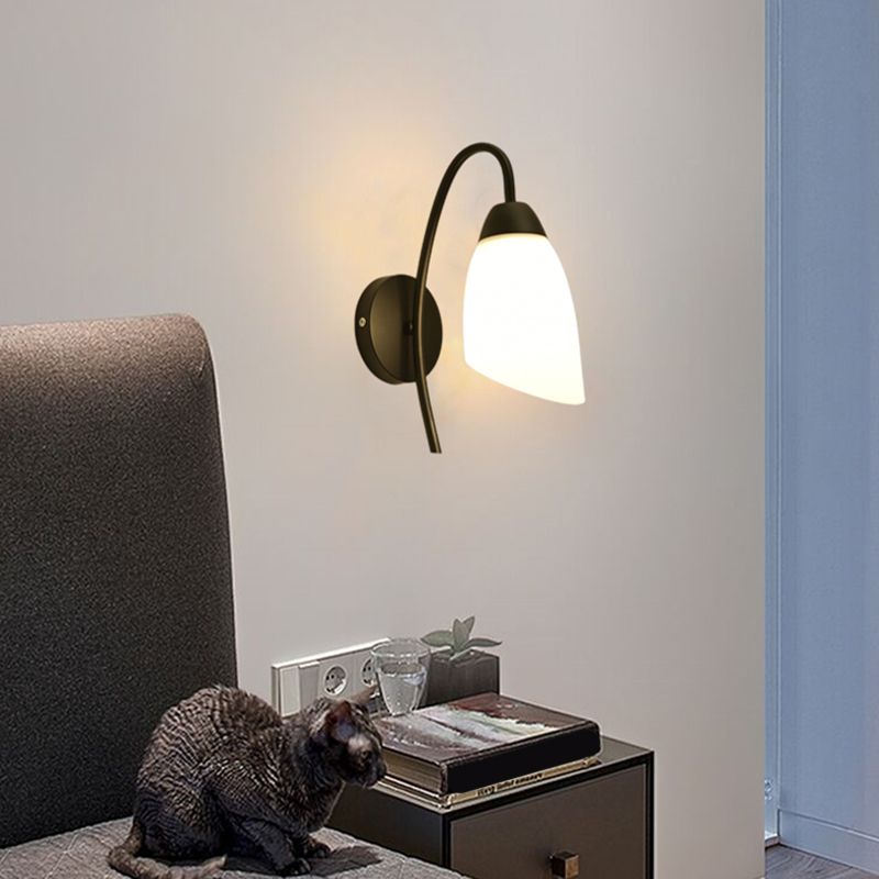 Industrial Black Wall Light Fixture with Glass Shade for Sitting Room