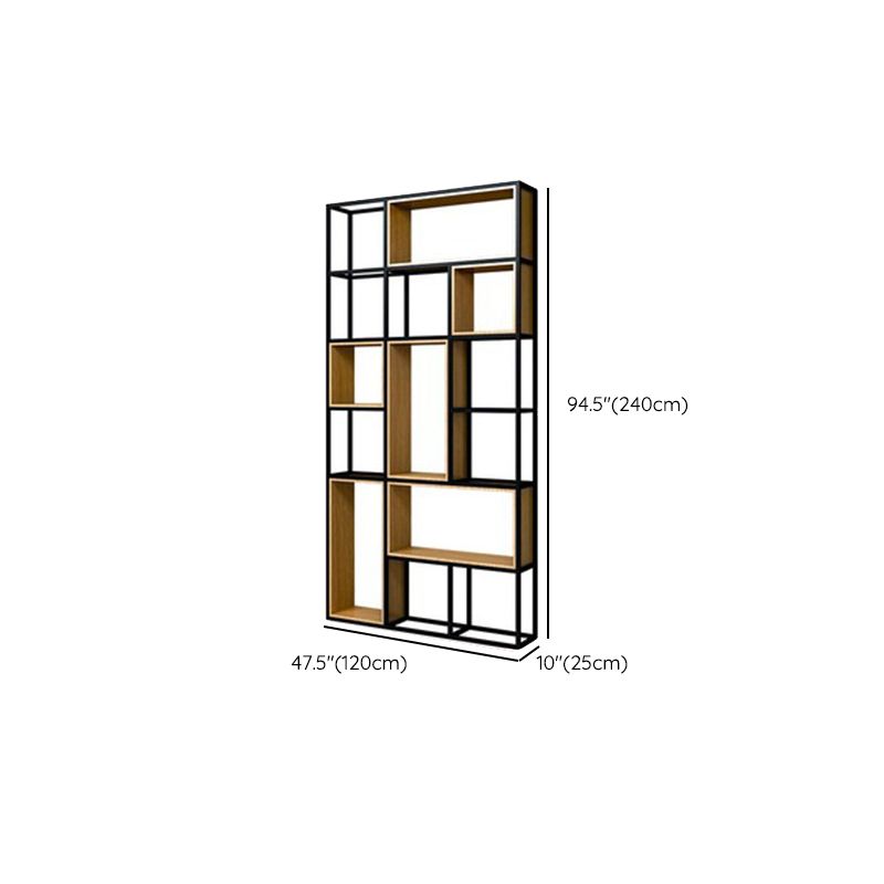 Natural Metal Etagere Shelf Bookcase Shelves Included Open Bookshelf for Study Room