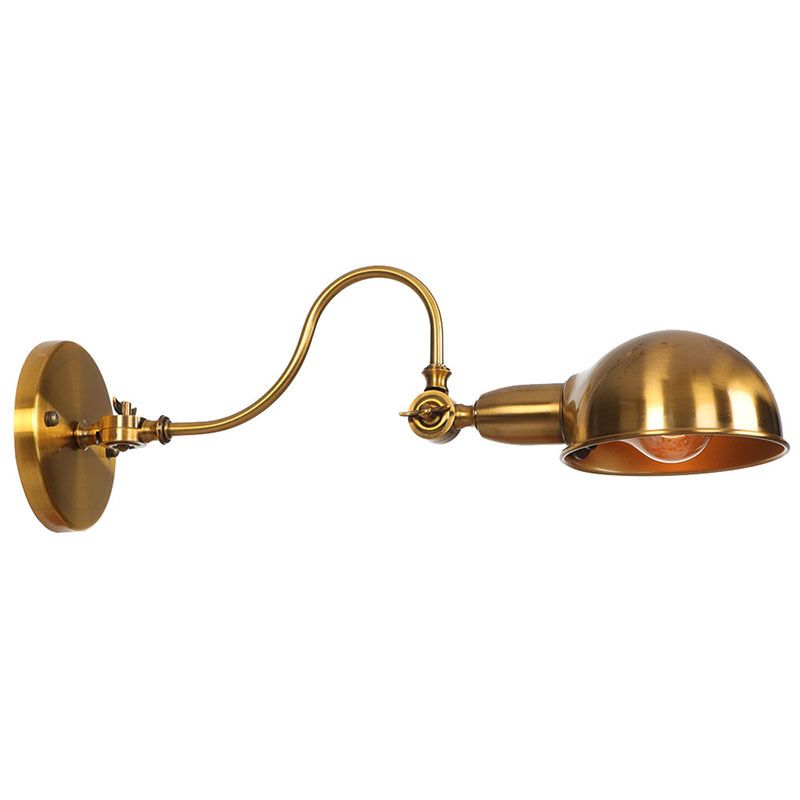 Antike Kupfer Schwanenhals Arm Retro Wandlampenwinkel Verstellbares 1-Licht-Schublicht mit Metallschüssel