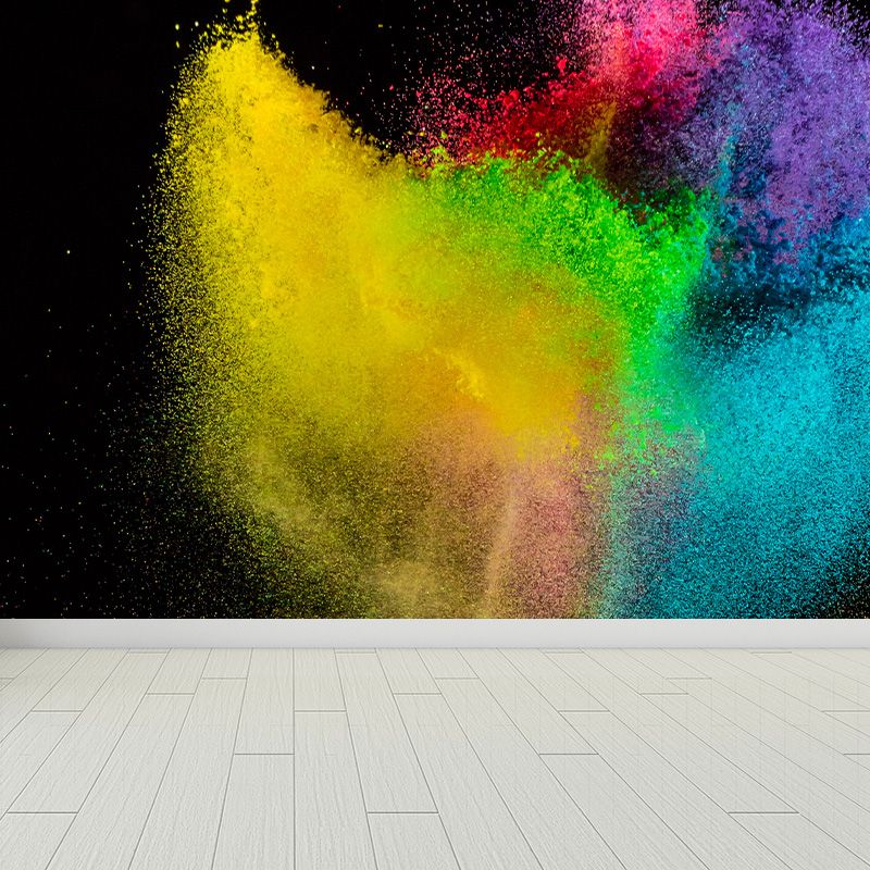 Modern Dust Spurt Mural Non-Woven Stain Resistant Multicolored Wall Covering for Living Room