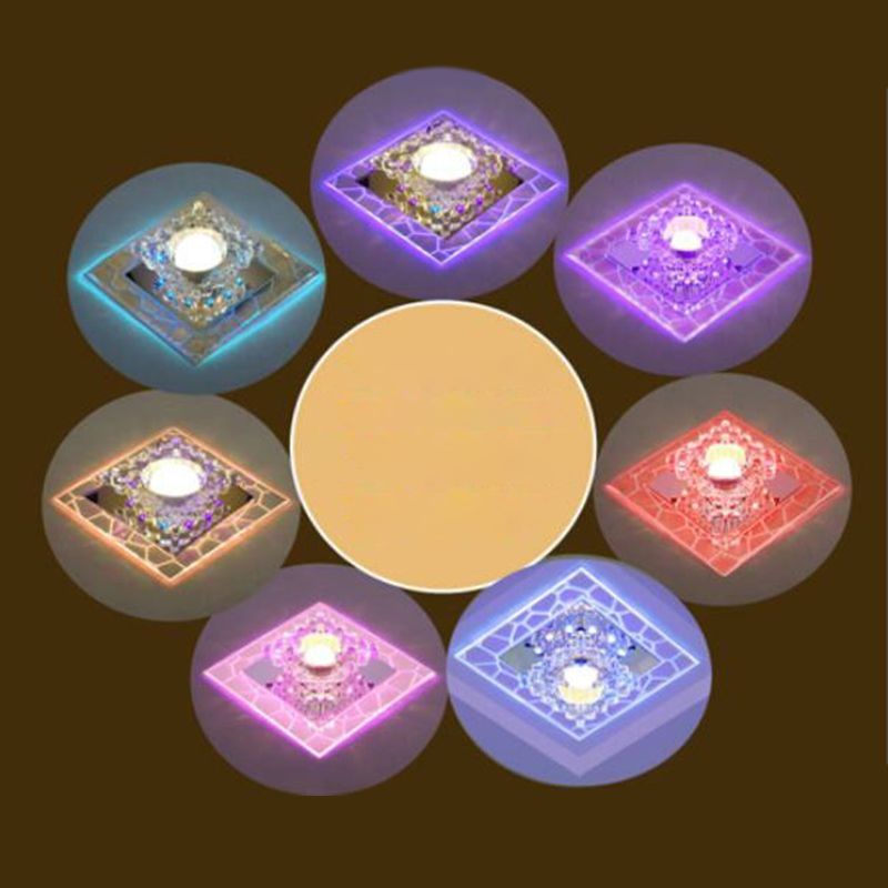 Luz de techo empotrada de pasillo de cristal con luz LED empotrada de forma cuadrada Simplicity en transparente