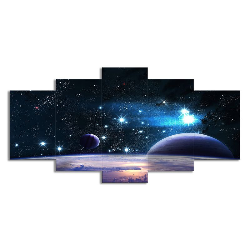 Universe Star and Planet Canvas Art Black Multi-Piece Wall Decor for House Interior