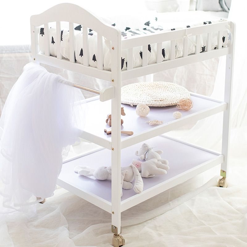 Wooden Brown Baby Crib Storage Modern Nursery Bed with Storage