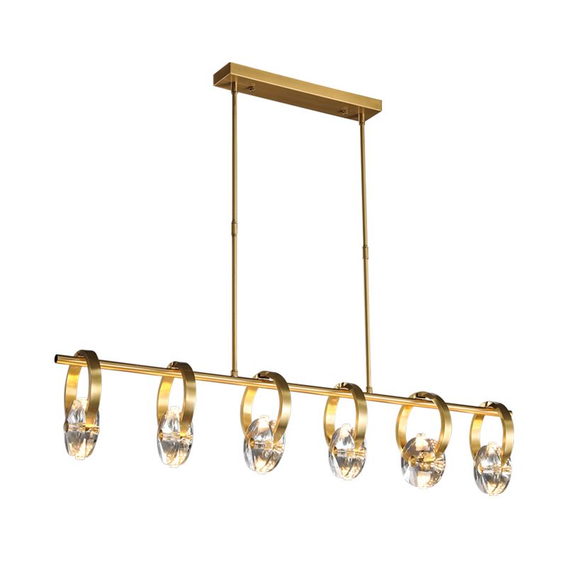 Contemporary Island Light Rings Crystal Island Lights in Gold for Kitchen