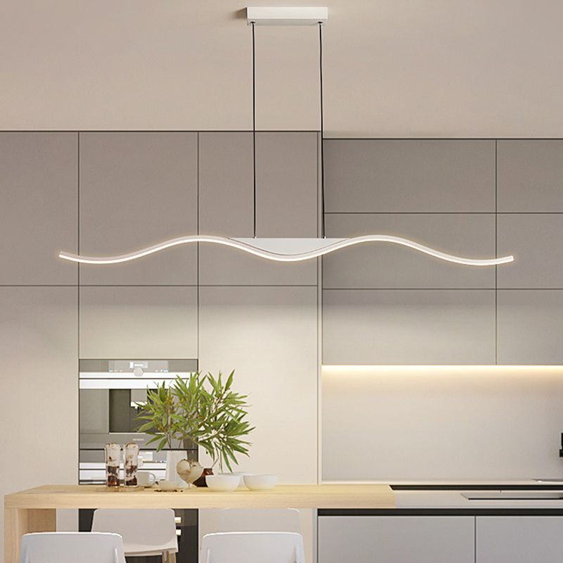 White Single Modernism Kitchen Island Lighting Unique Metallic Ceiling Light