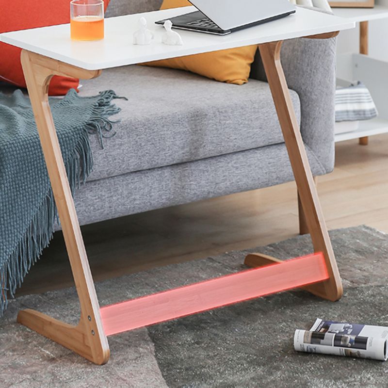 Modern Z-Shaped Wooden End Table 15.7" D Simple Bamboo Side Table