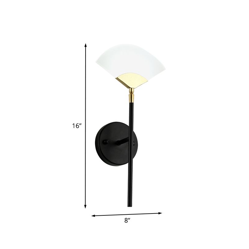 Pencil Arm Metal Wall Mount Light Modern Gold and Black LED Wall Sconce Lamp with Sector Acrylic Shade