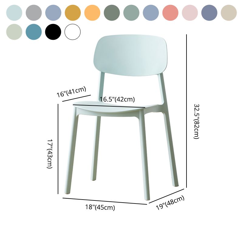 Chaises de salle à manger scandinaves sans accoudoirs Chaise d'appoint à dossier ouvert en plastique (Ensemble de 4)