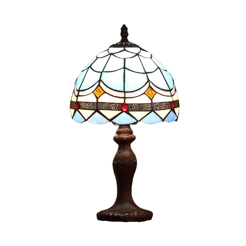 Wellenmuster gefärbter Glas Tischlampe Mediterrane 1-Licht dunkelbrauner Nachtständer leicht
