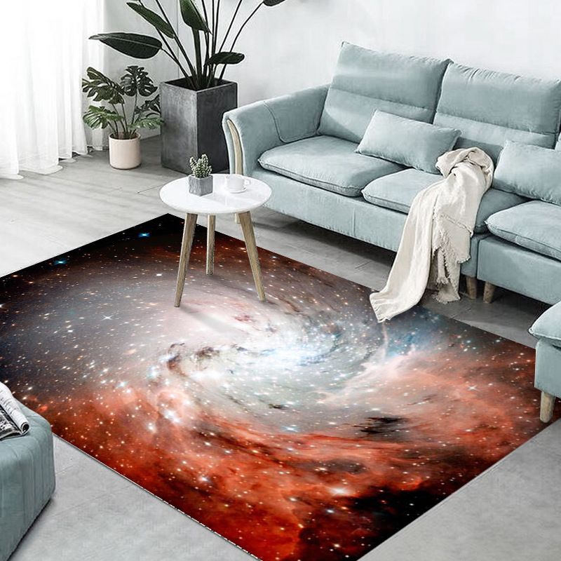Green Universe Rug Polyester Simple Indoor Rug Stain Resistant Rug for Living Room