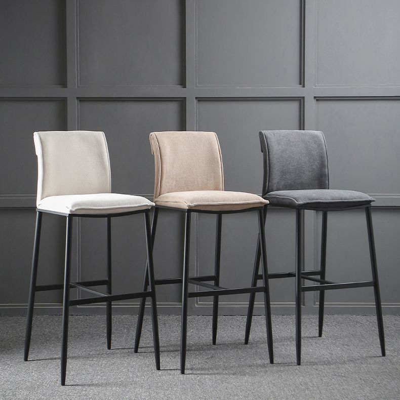 Minimalist Style Upholstered Fabric Barstools Backrest Bar Stools with Footrest