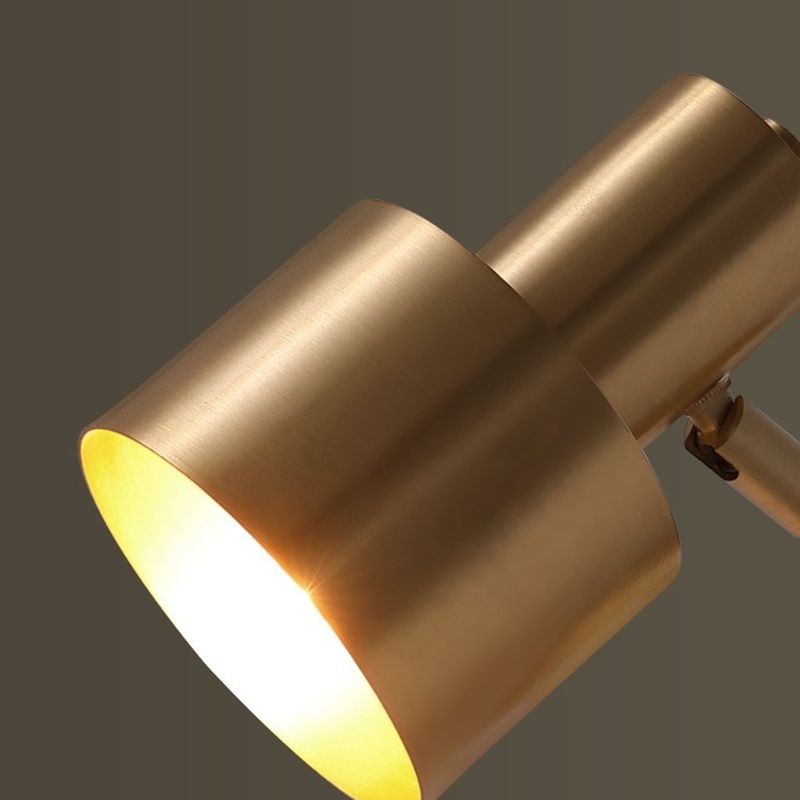 Modern Copper Wall Mount Lamp Cylindrical Shape Golden with Metal Shade for Living Room