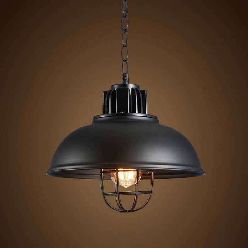 Dome-Shaped 1-Light Industrial Metal Pendant Light Hanging Ceiling Light
