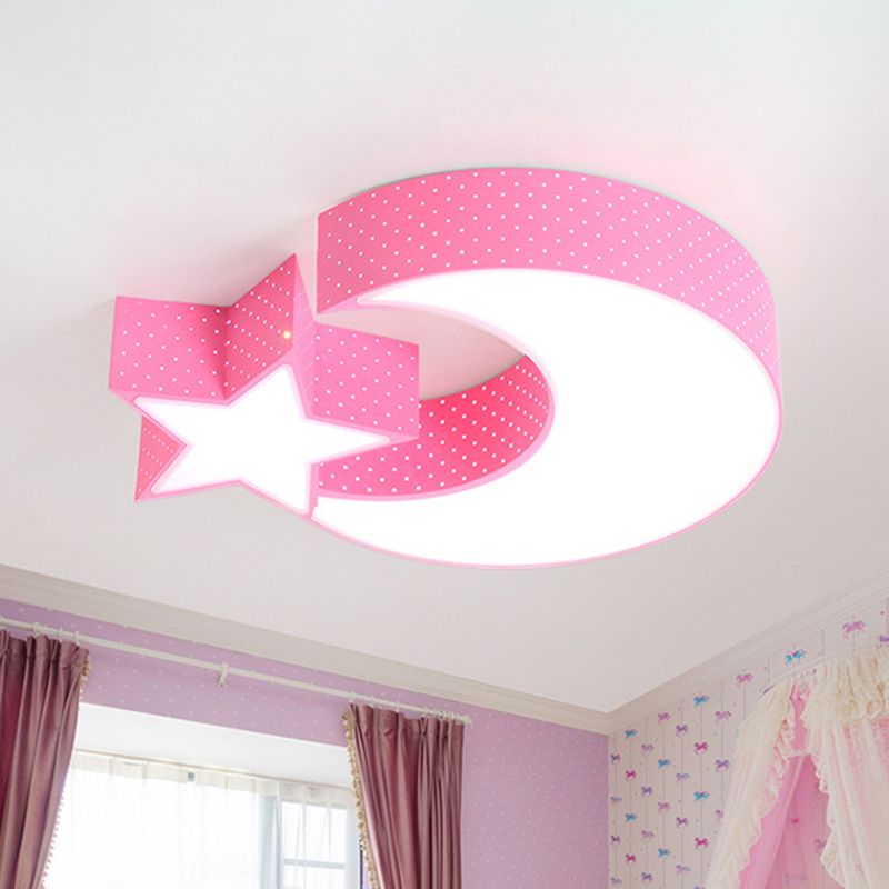 Lampada da soffitto da incasso per bambini in acrilico con montaggio a incasso a LED Moon and Star Kindergarten