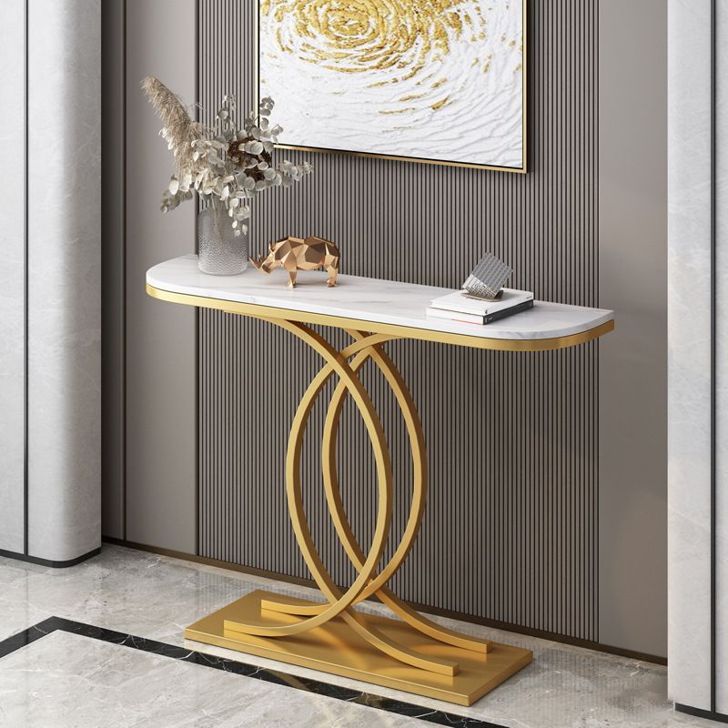 Modern Console Accent Table Antique Finish Sofa Console Table with Shelf
