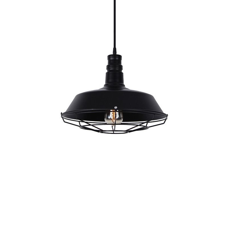 Vintage Pot Lid Shaped Hanging Lamp Single-Bulb Iron Suspension Light for Restaurant