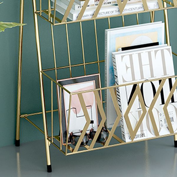 Contemporary Bookshelf Metal Vertical Shelf Bookcase for Living Room