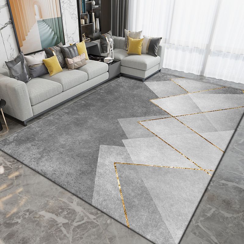 Gray Modern Rug Polyester Abstract Graphic Rug Washable Rug for Sitting Room