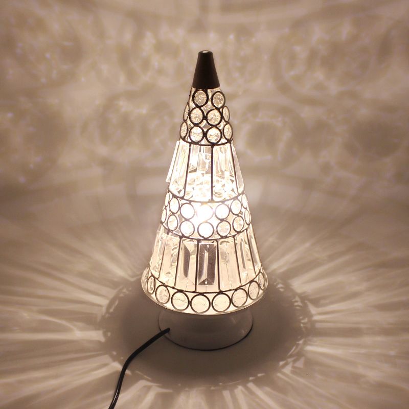 Illuminazione da tavolo antica affusolata Lampada da comodino in metallo a 1 lampadina in bianco/nero per soggiorno