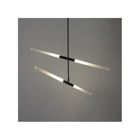 Lampadario tubolare acrilico moderno moderno 2/4/6 luci in bianco/nero/oro a soffitto in luce calda/bianca